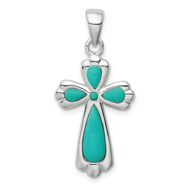 Sterling Silver Rhodium Plated Polished Cross Pendant Sterling Silver Rhodium Plated Polished Cross Pendant